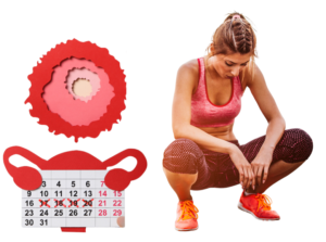 Deportista femenina entrenando y relación entre ciclo menstrual y rendimiento deportivo